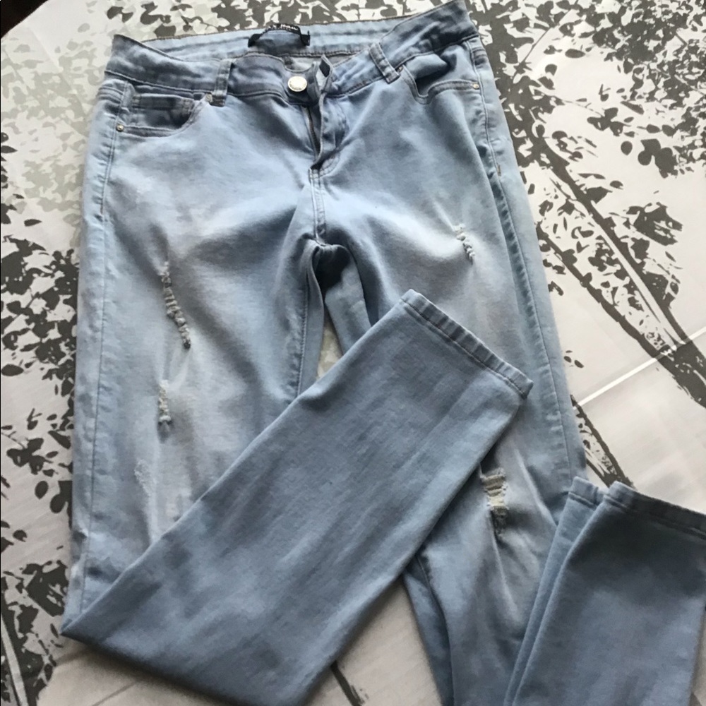 Blue jeans, stretchy. Wax jean. Size 11